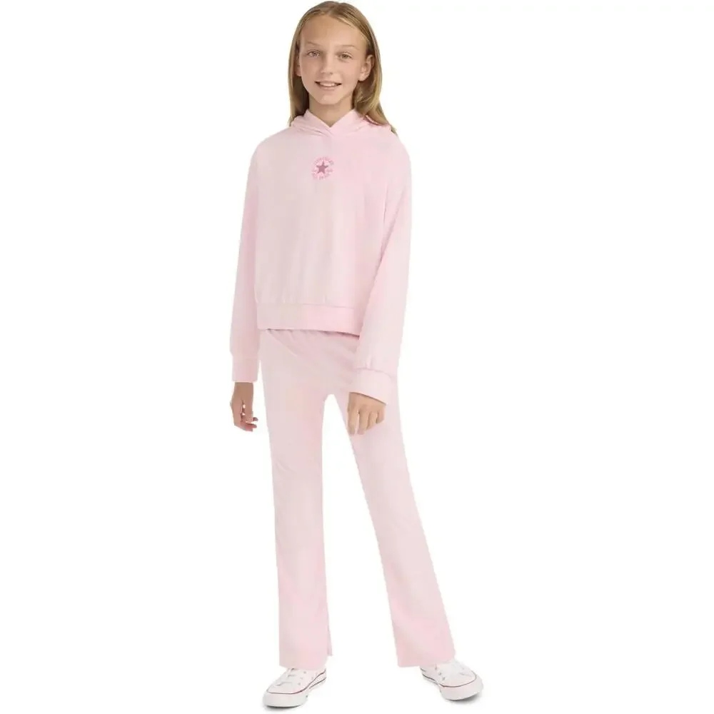 Converse 2-Piece Set Kids 6X Blush Hush Velour Flare Leg Pullover Hoodie FROG534